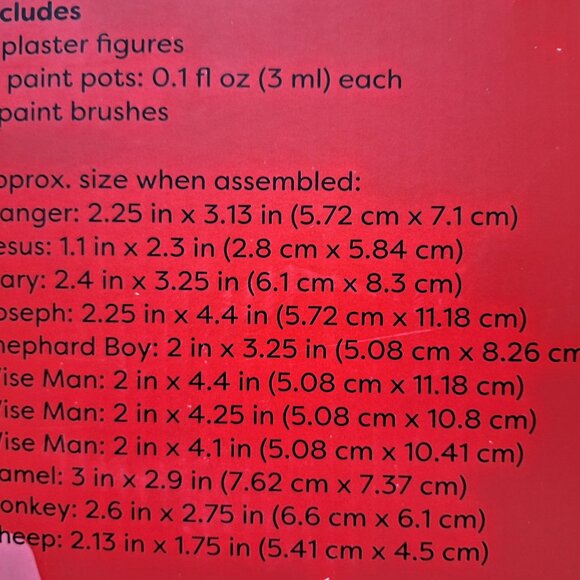 11 Piece Plaster Nativity Set w/Paint & Brushes NISP - Picture 6 of 6